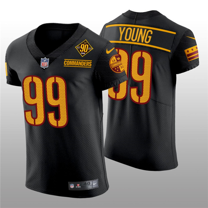 Men's Washington Commanders #99 Chase Young 90th Anniversary Black Elite Stitched Jersey Men's Washington Commanders #99 Chase Young 90th Anniversary Black Elite Stitched Jersey